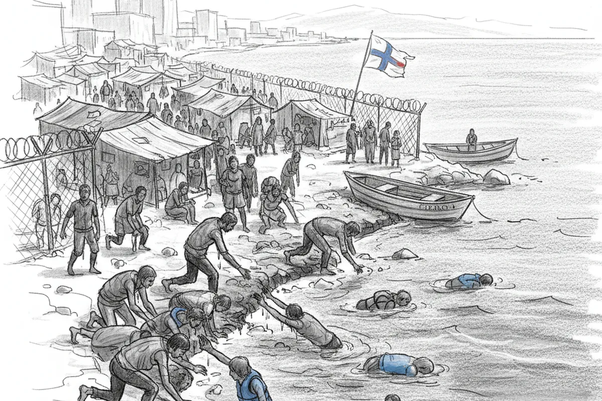 Illustrazione a corredo: Ceuta, oltre 1.500 migranti arrivati a nuoto dal Marocco in 15 giorni