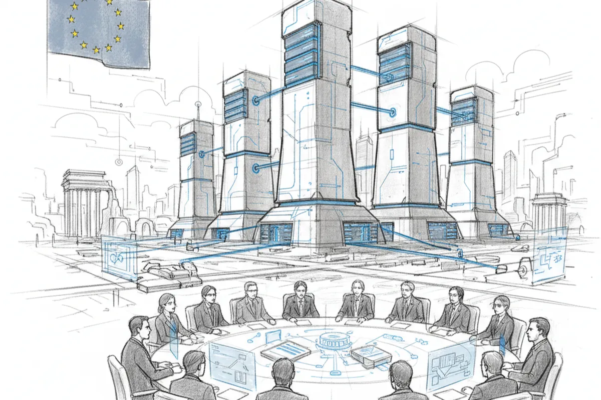 Illustrazione a corredo: L'UE lancia il bando per sette gigafactory dedicate al calcolo per l'AI