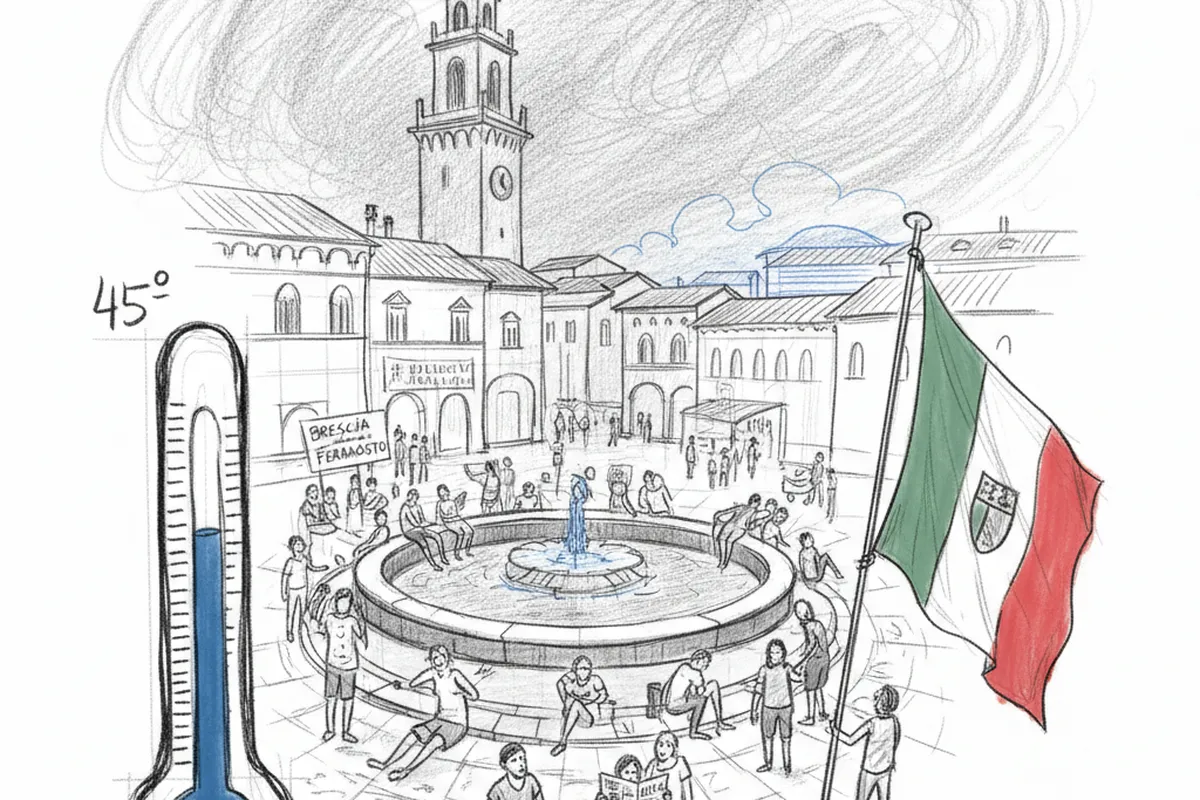 Illustrazione a corredo: Brescia, 45°C percepiti e notti tropicali: fino a quando durerà questa cappa?