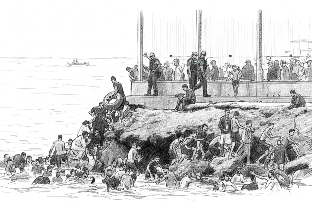 Illustrazione a corredo: Migliaia di migranti a nuoto invadono Ceuta: quanti sono morti davvero?