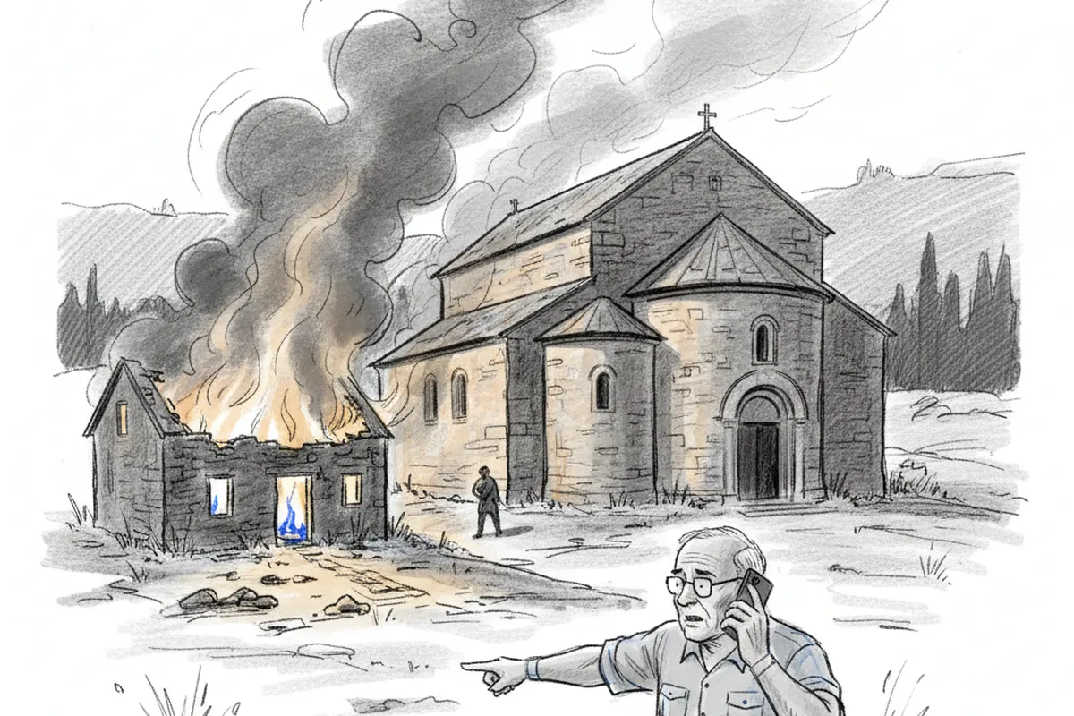 Illustrazione a corredo: Rogo a Montichiari: le fiamme minacciano una chiesa di 1.300 anni fa