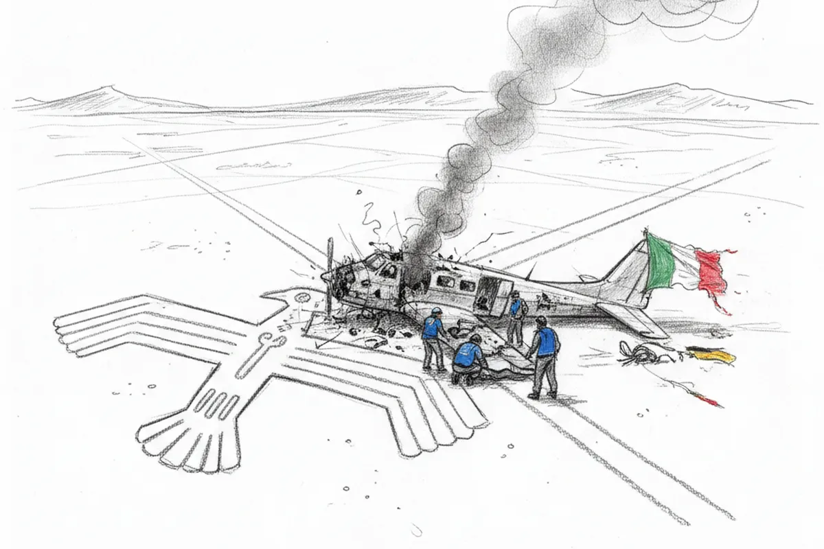 Illustrazione a corredo: Perù, aereo turistico precipita sulle linee di Nazca: sette italiani tra le vittime