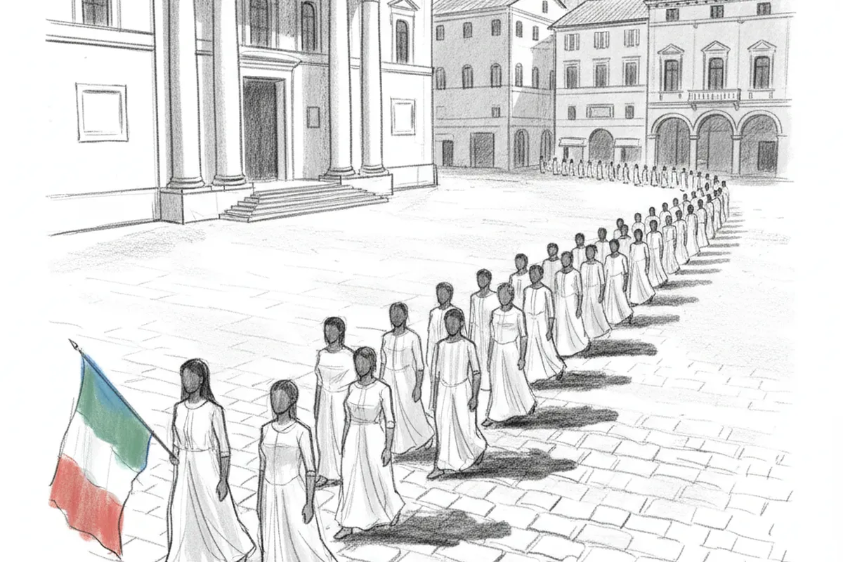 Illustrazione a corredo: In fila indiana e vestiti di bianco: il corteo silenzioso che attraverserà Brescia