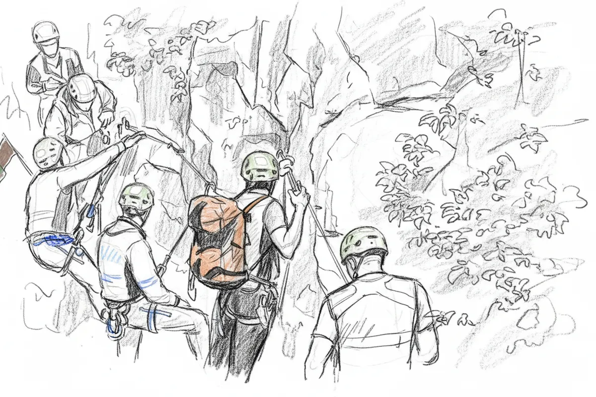 Illustrazione a corredo: Cinque escursionisti finiscono in un canale: il recupero in alta Valle Camonica