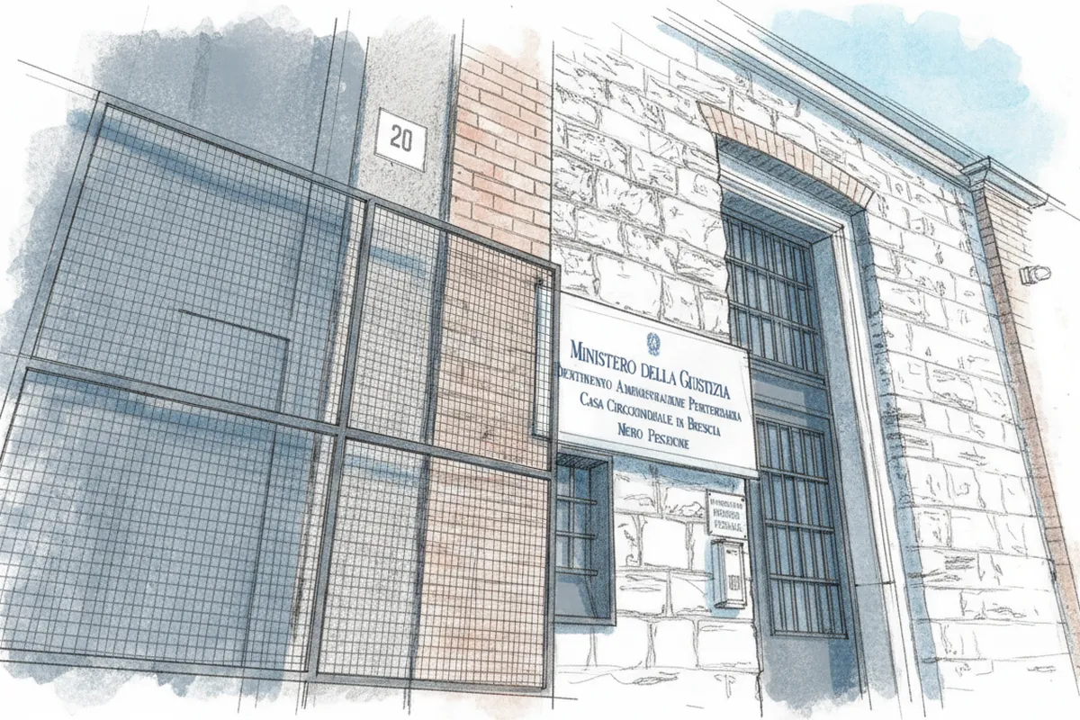 Illustrazione a corredo: Fiamme, botte e un agente in ospedale: due giorni di caos totale nel carcere di Brescia, ecco cosa è successo