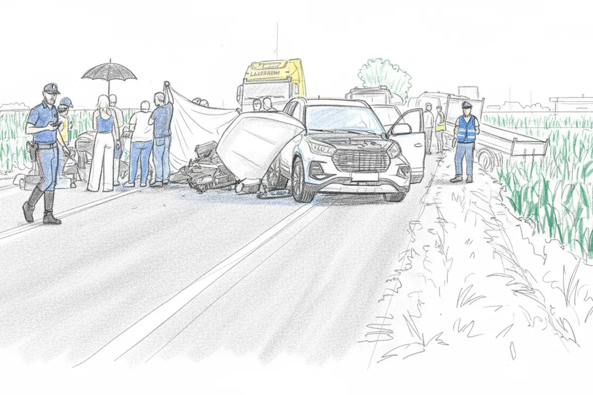 Illustrazione a corredo: Rovato, schianto tra auto, moto e furgone sulla Sp16: motociclista in codice rosso