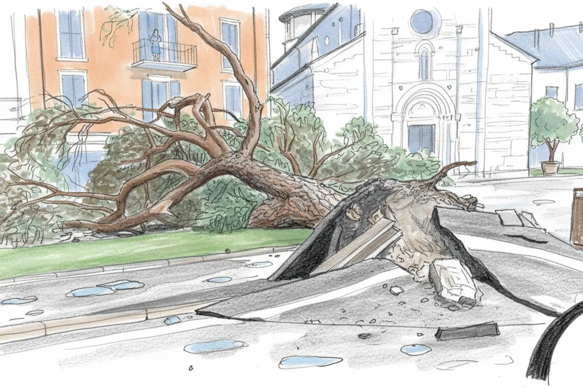 Illustrazione a corredo: Vento a 150km/h e grandine, crolla una gru sul Garda: il Bresciano si sveglia devastato dalla bufera!