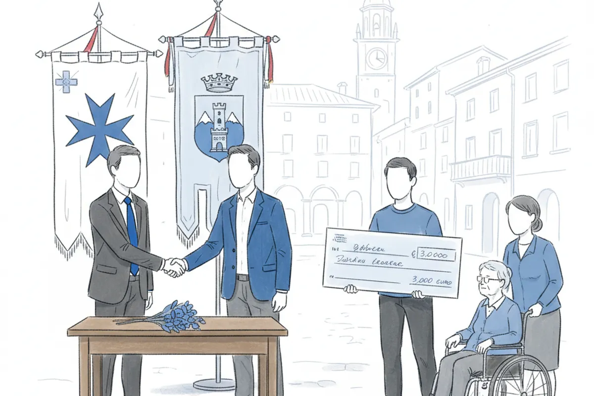 Illustrazione a corredo: Piazza Brembana si gemella con Malta: ecco i dettagli del gemellaggio e della donazione