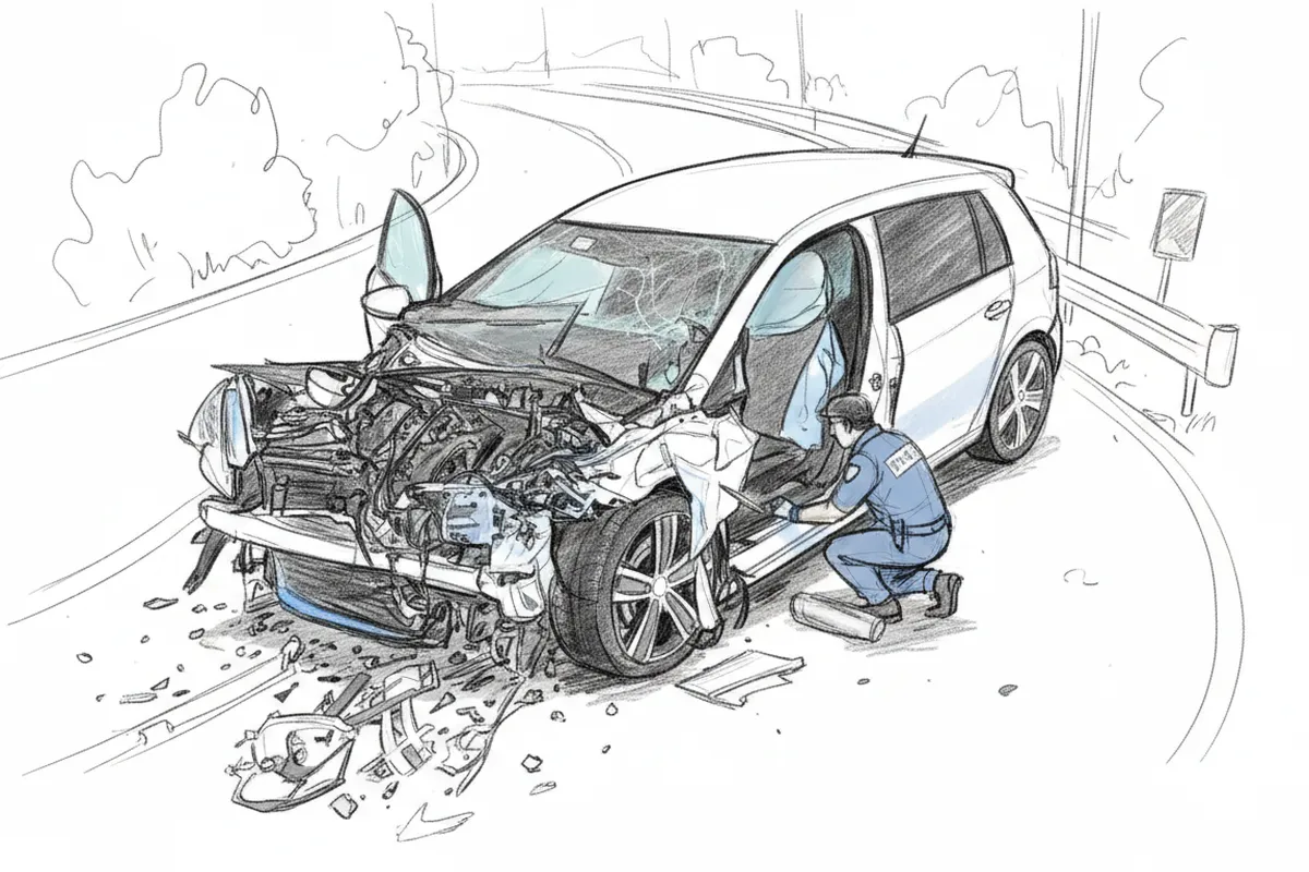 Illustrazione a corredo: Auto contro camion nella notte: cosa è successo al 28enne intrappolato in macchina