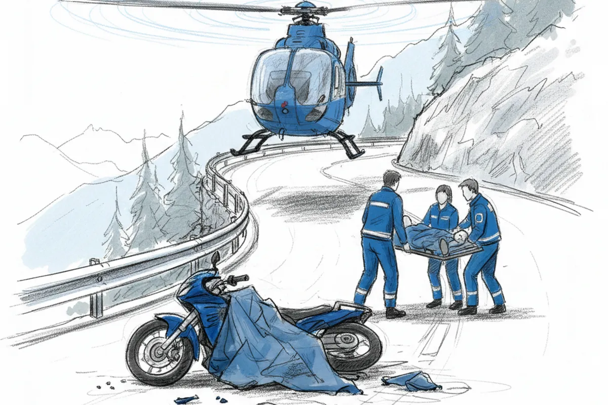Illustrazione a corredo: La moto vola sulla strada per Montecampione: una donna di 57 anni lotta tra la vita e la morte