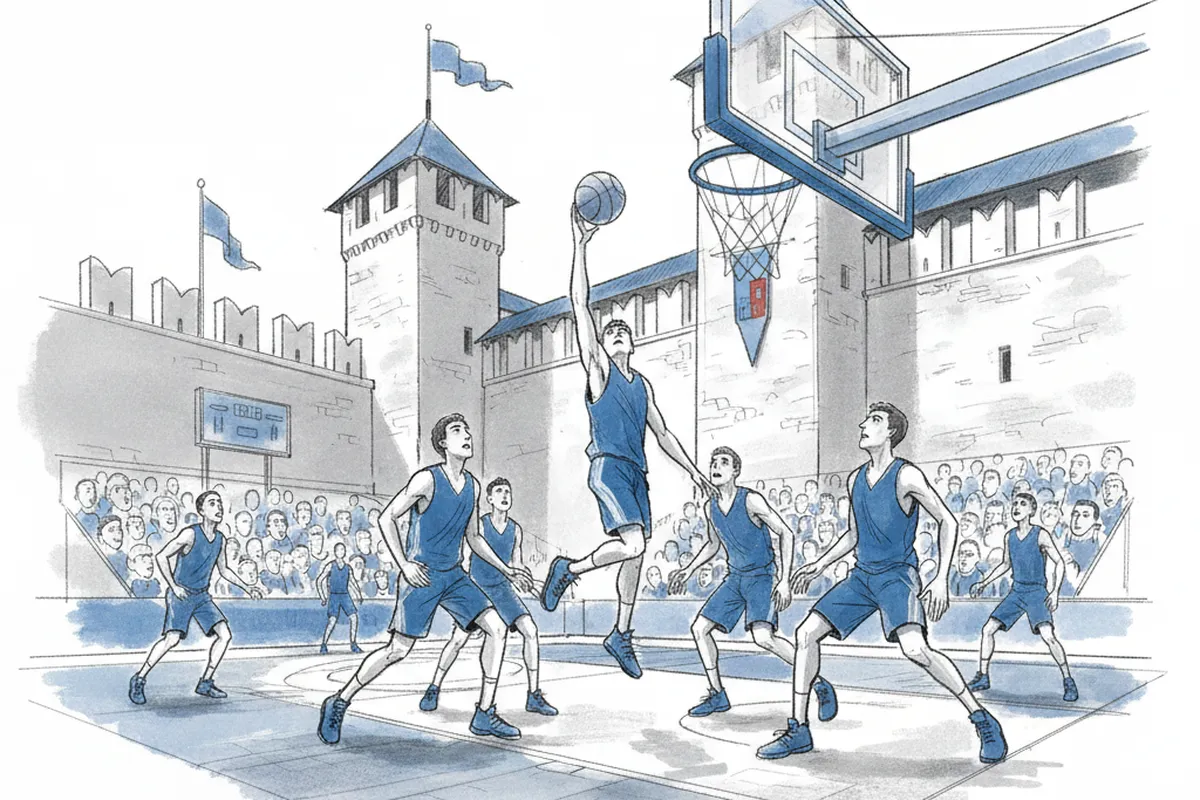 Illustrazione a corredo: Basket in un vero castello medievale: chi ha conquistato la fortezza di Beseno?