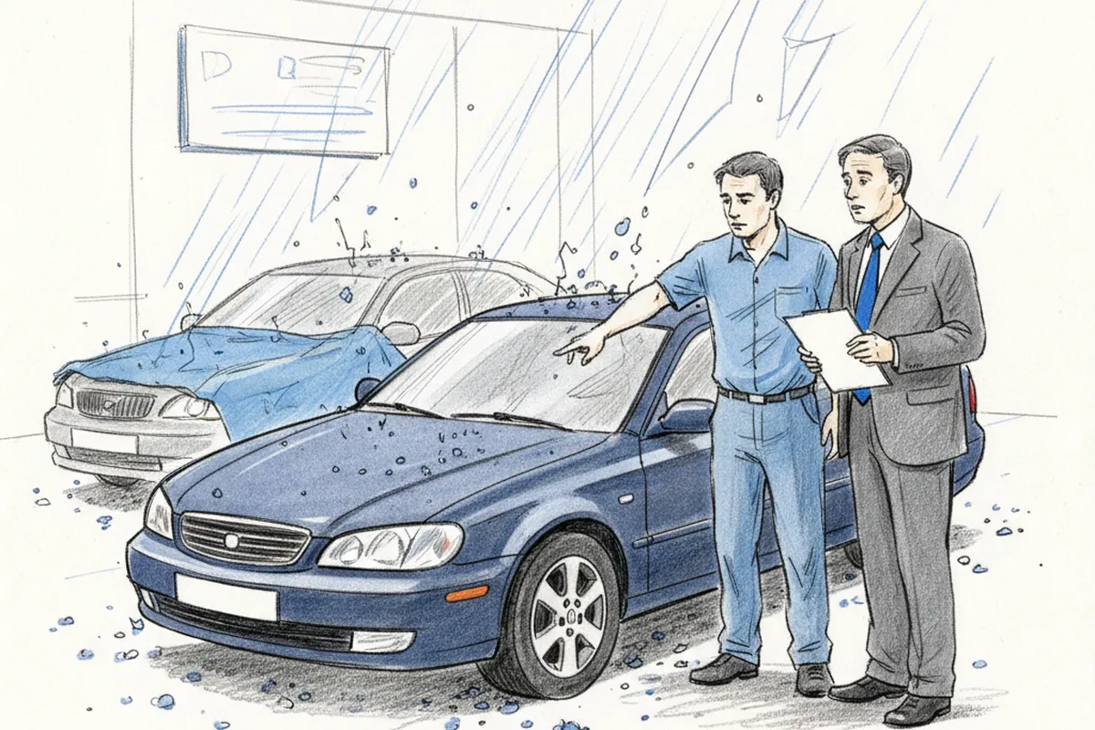 Illustrazione a corredo: Grandine sull'auto: la riparazione può costarti fino a 10.000 euro