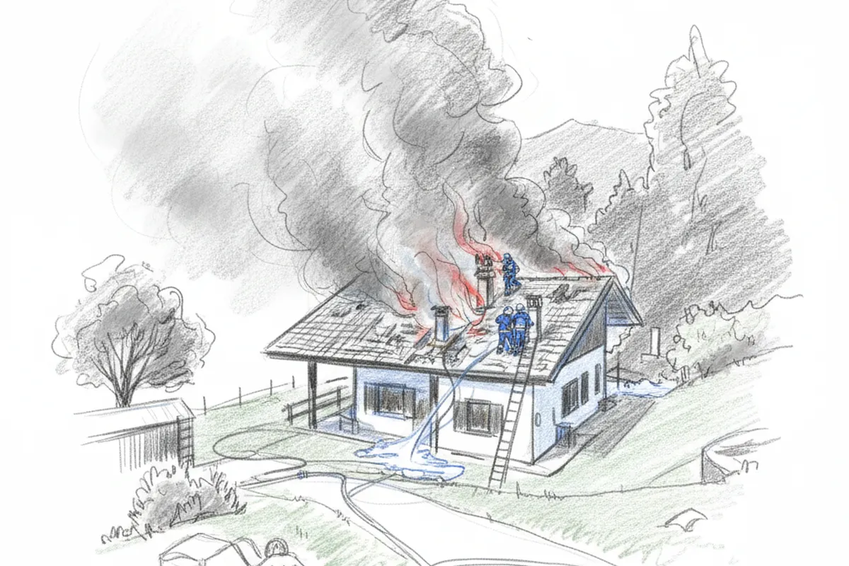 Illustrazione a corredo: Baita in fiamme in una zona impervia, scatta l'allarme rosso a Tione: decine di uomini in azione!