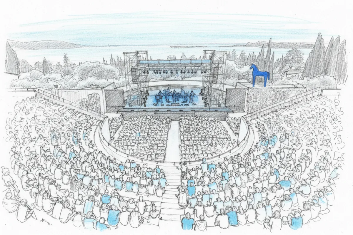 Illustrazione a corredo: Fulmini e stop al Vittoriale: i Two Door Cinema Club resistono e infiammano il pubblico!