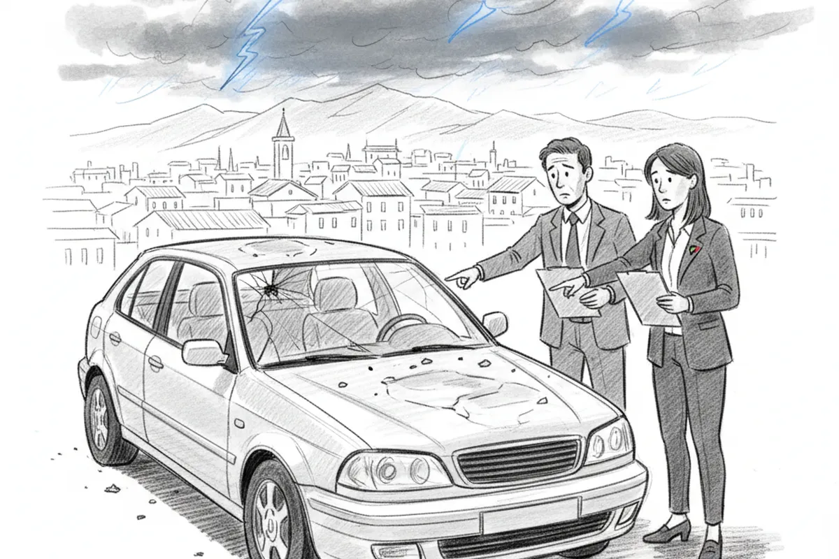 Illustrazione a corredo: Brescia provincia numero uno in Italia per la grandine: lo sai quanto rischi con l'auto?