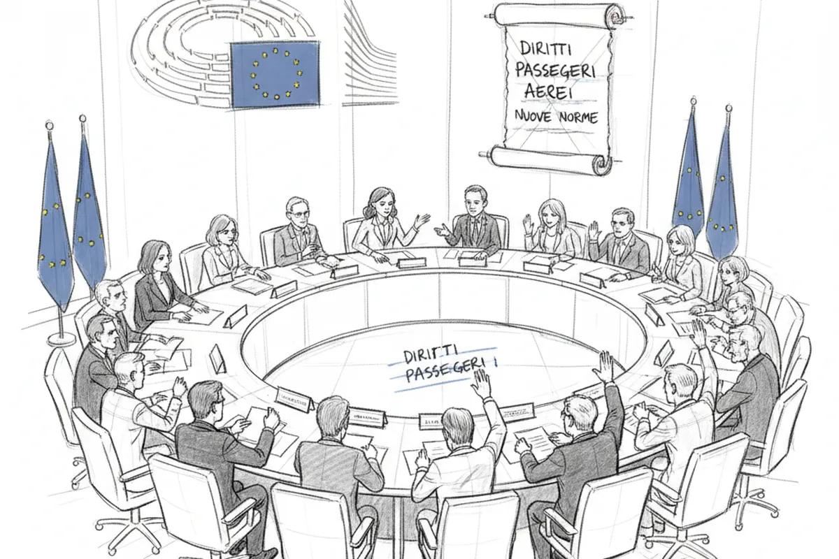 Illustrazione a corredo: Il Consiglio Ue approva la riforma sui diritti dei passeggeri aerei