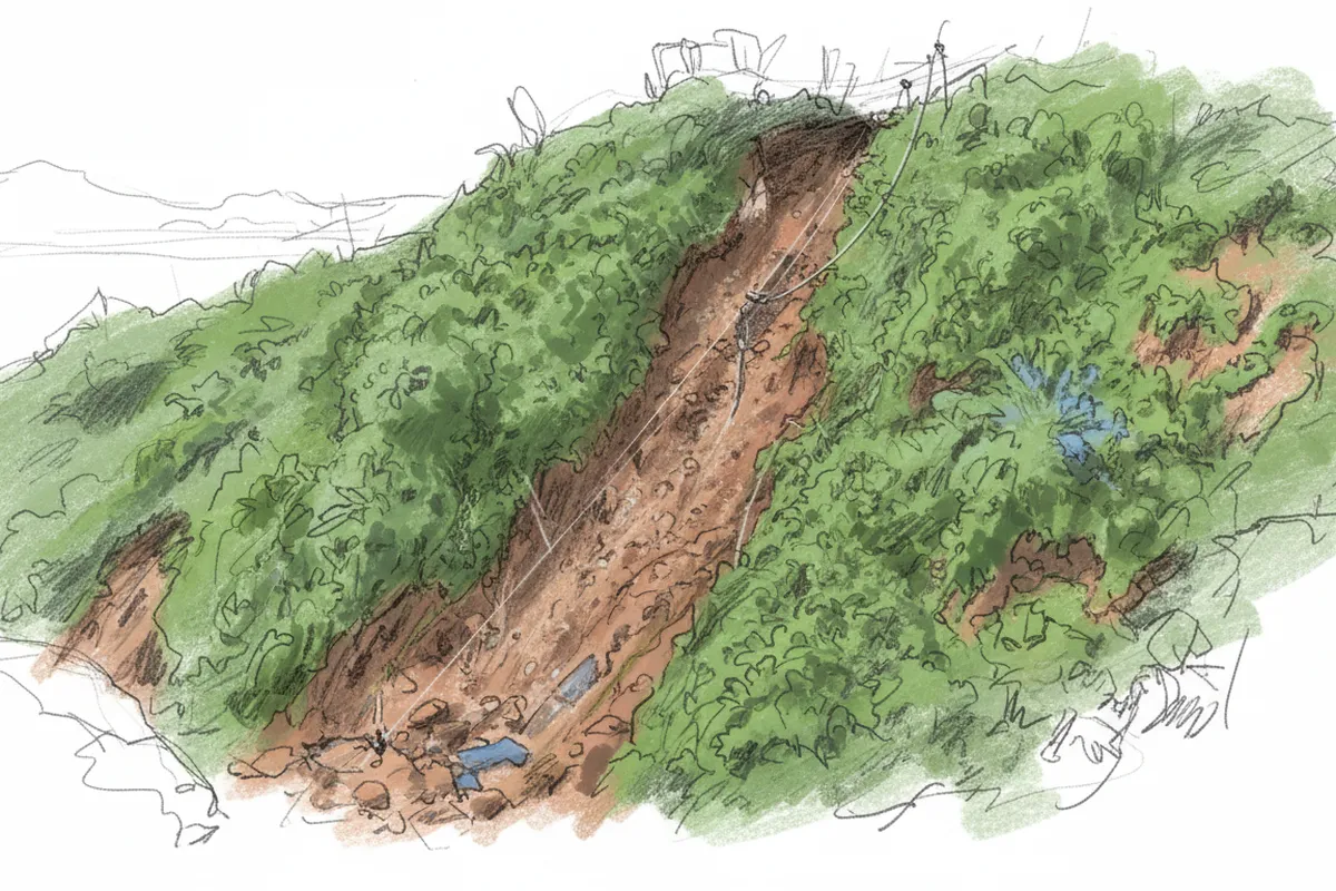 Illustrazione a corredo: Frana a Lumezzane: la strada chiusa per settimane e un conto da 250 mila euro