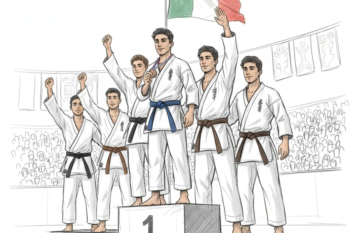 Illustrazione a corredo: Sei giovani brembani ai Mondiali di karate: chi ha già conquistato il primo bronzo?