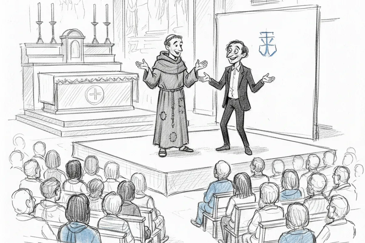Illustrazione a corredo: San Francesco e Dario Fo insieme a Pisogne: lo spettacolo che sta facendo scalpore