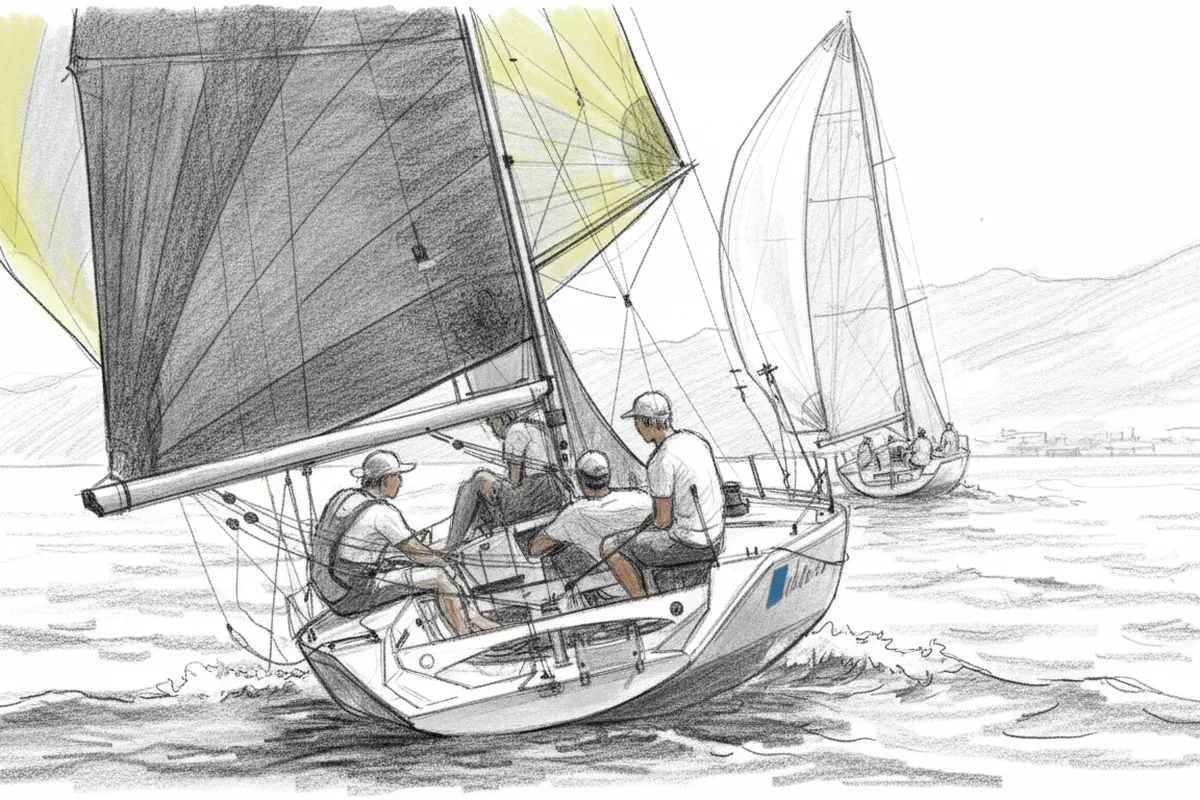 Illustrazione a corredo: Prima il rischio bonaccia, poi il duello mozzafiato sul Garda: chi sta vincendo la storica regata dei 54 scafi?