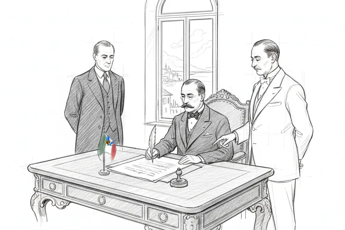 Illustrazione a corredo: La firma che cambiò per sempre il destino del Garda: ecco cosa successe esattamente cento anni fa a Desenzano
