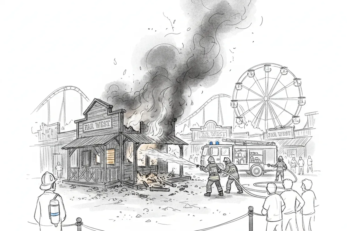 Illustrazione a corredo: L'improvviso incendio a Gardaland nel pomeriggio: ecco cosa è andato a fuoco e quali aree ora restano chiuse