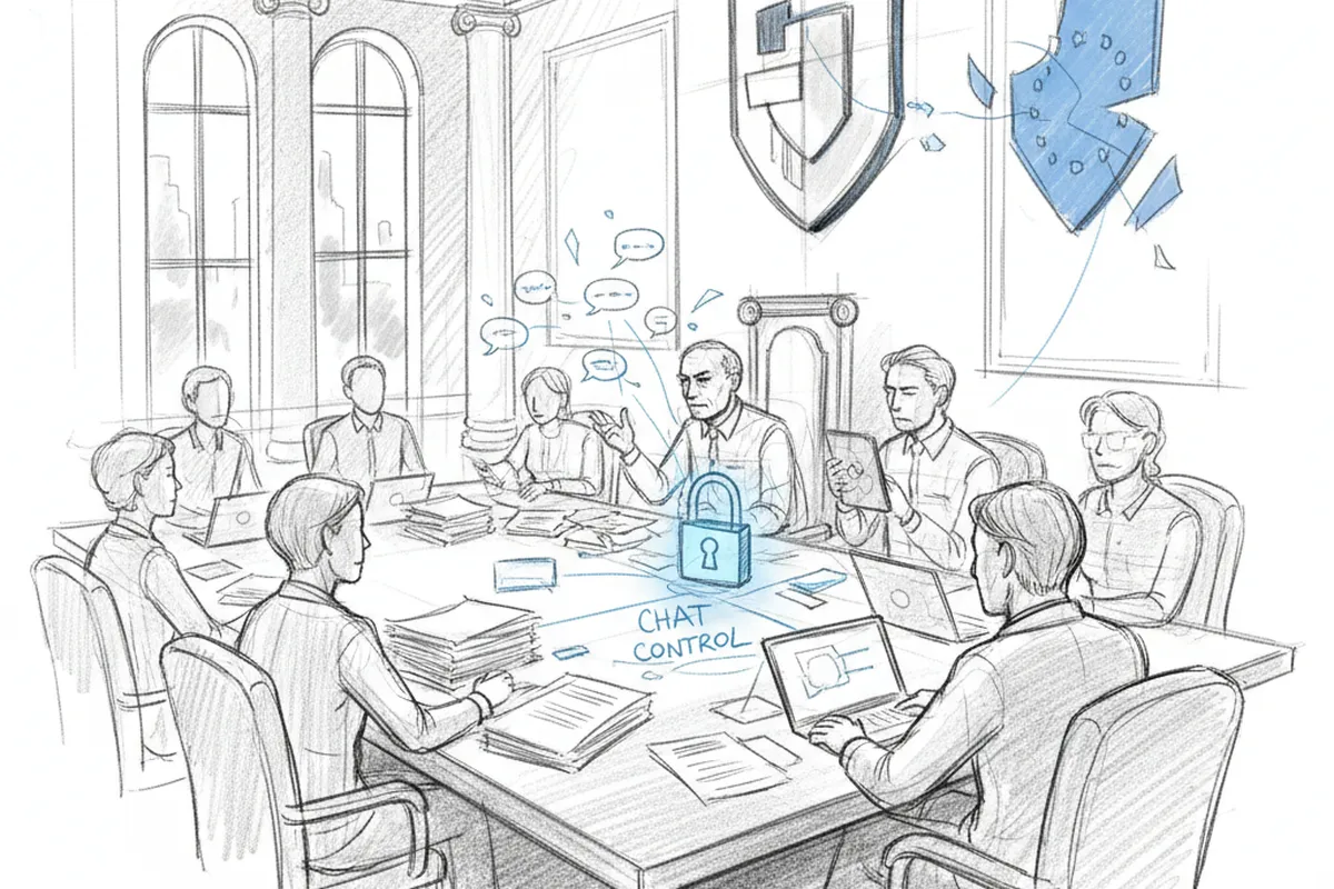 Illustrazione a corredo: Ue proroga al 2028 le regole anti-abusi online, resta il nodo Chat control